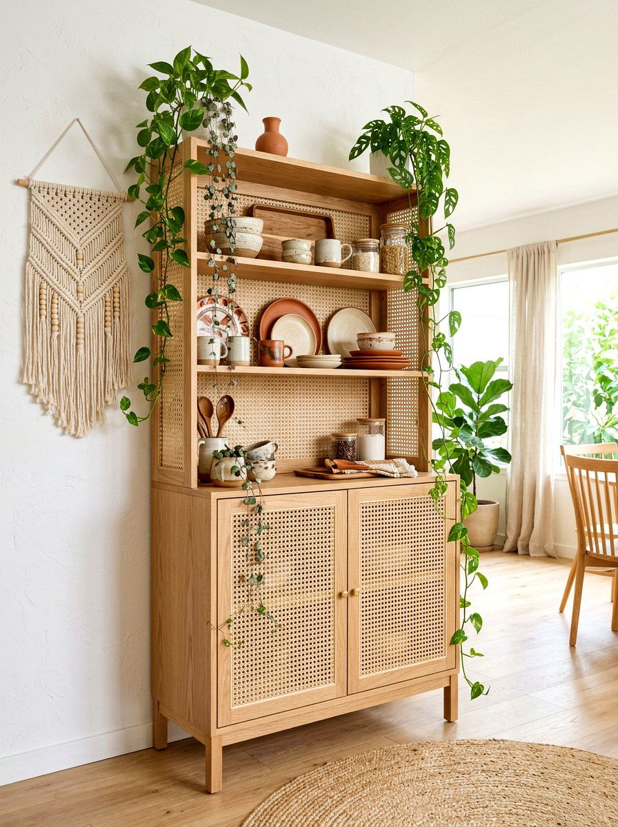 Boho Style Kitchen Hutch - 30 kitchen hutch ideas