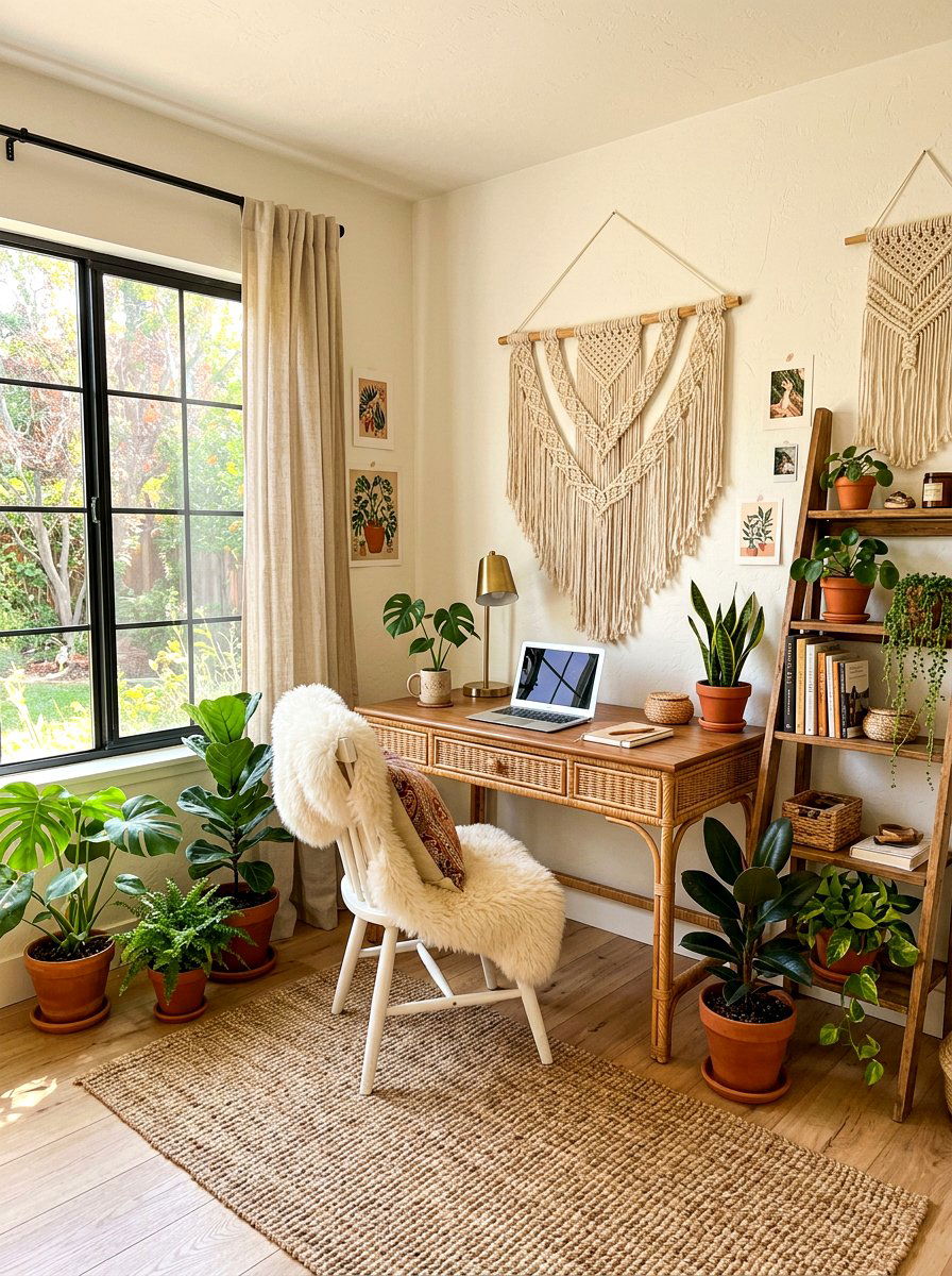 Boho Style Office - 30 Pinterest home office ideas