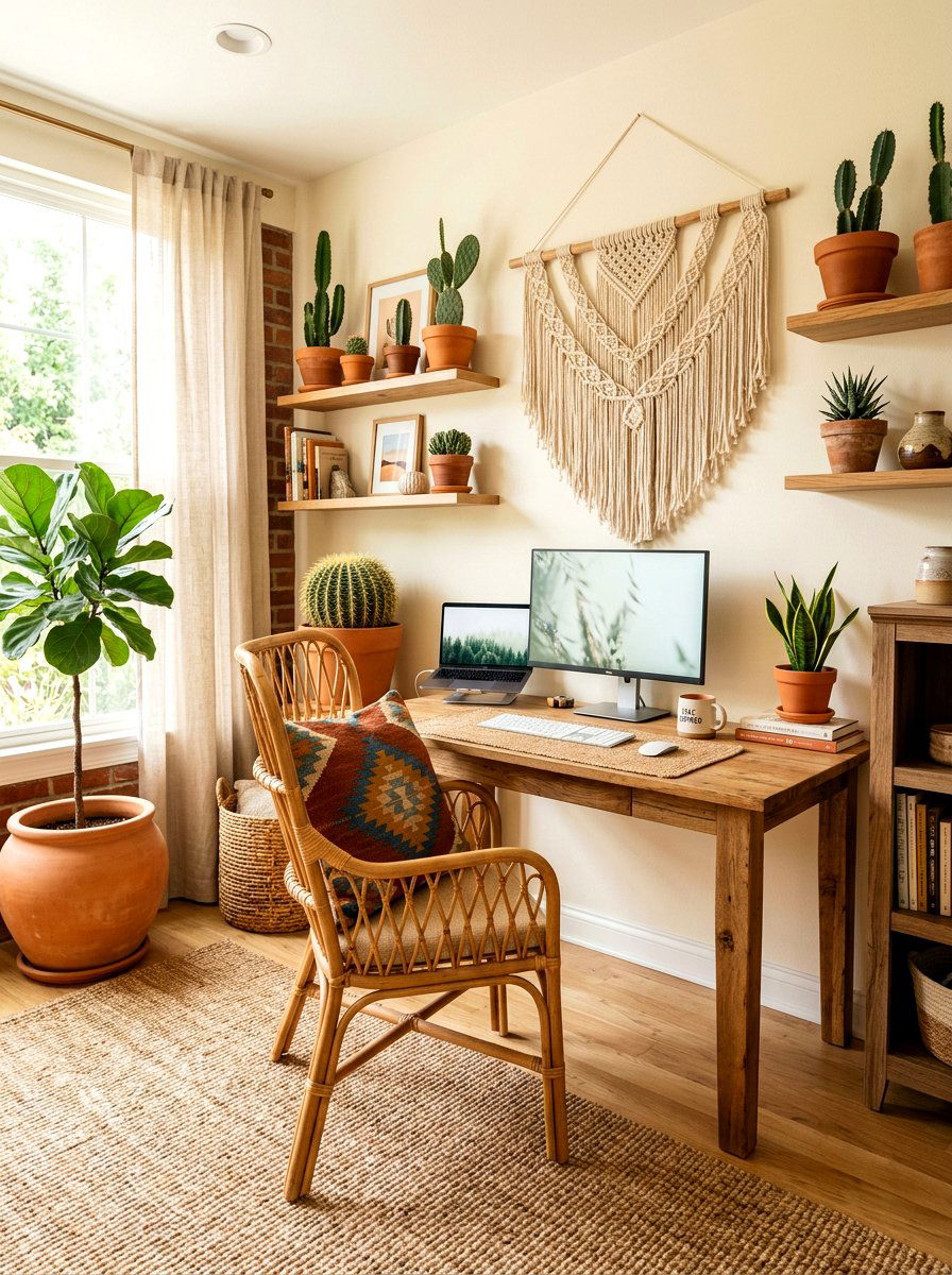 Boho Style Office - 30 cozy office ideas