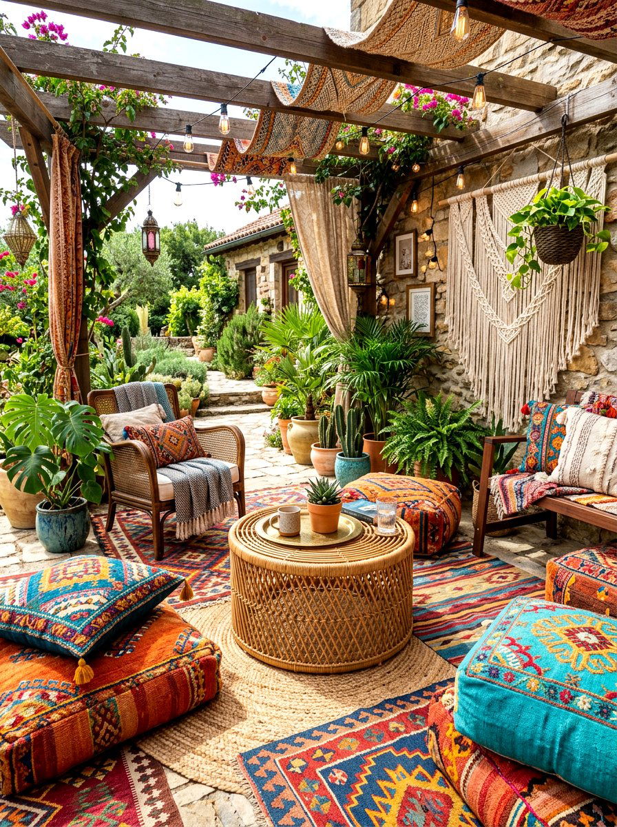 Boho Style Outdoor Space - 30 patio decorating ideas