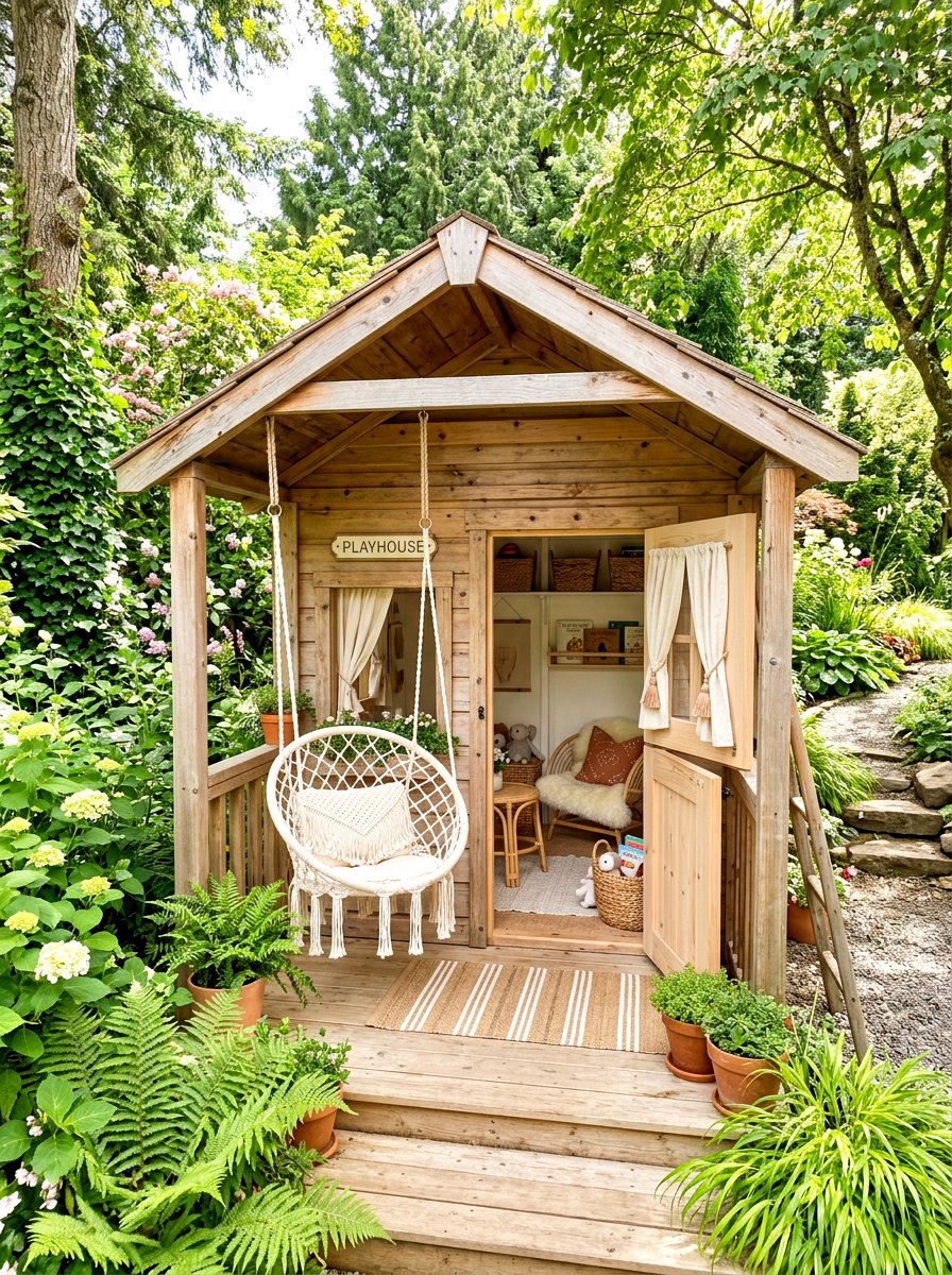 Boho Style Playhouse - 30 playhouse ideas