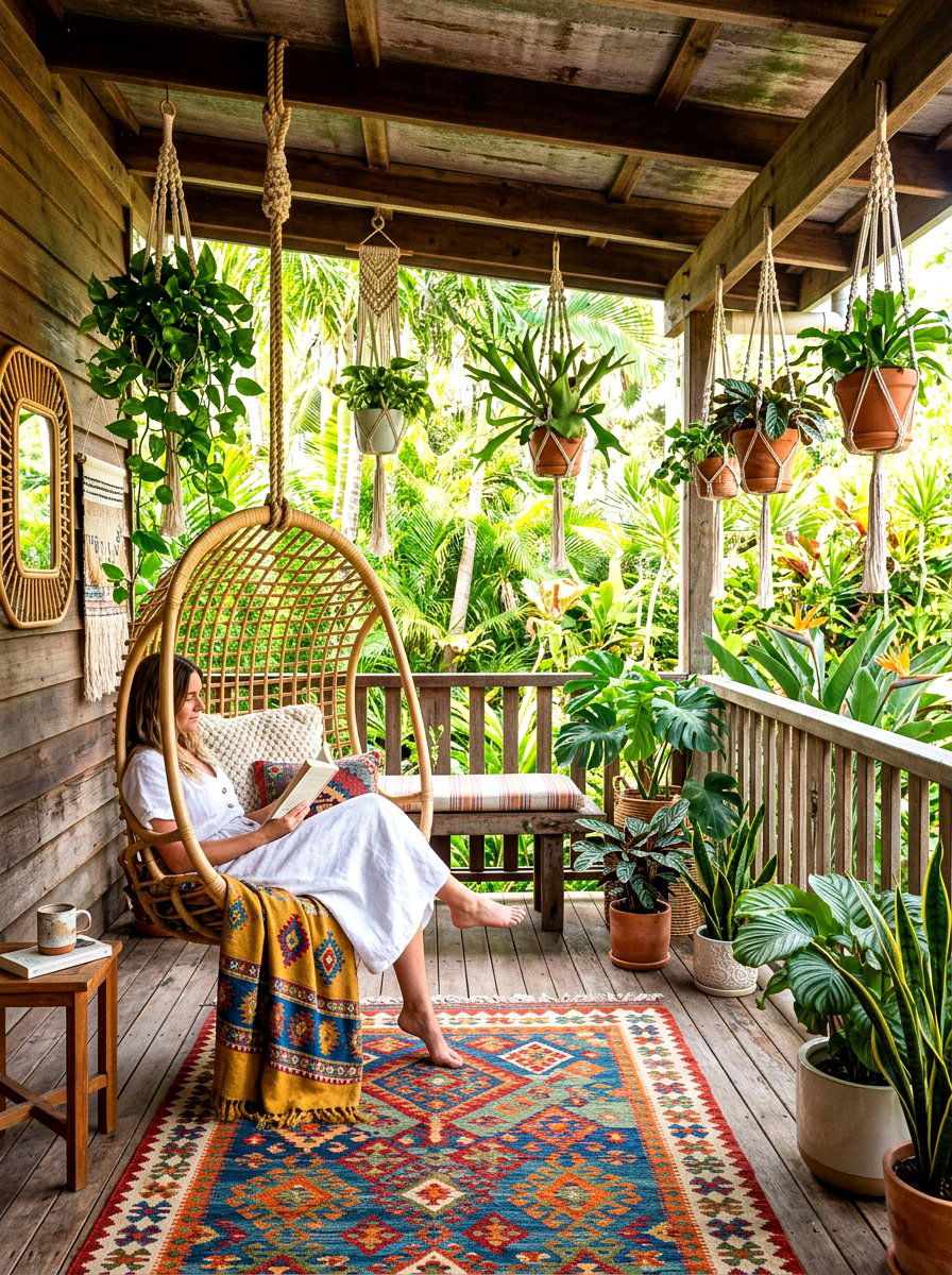 Boho Style Porch - 30 front stoop styling ideas