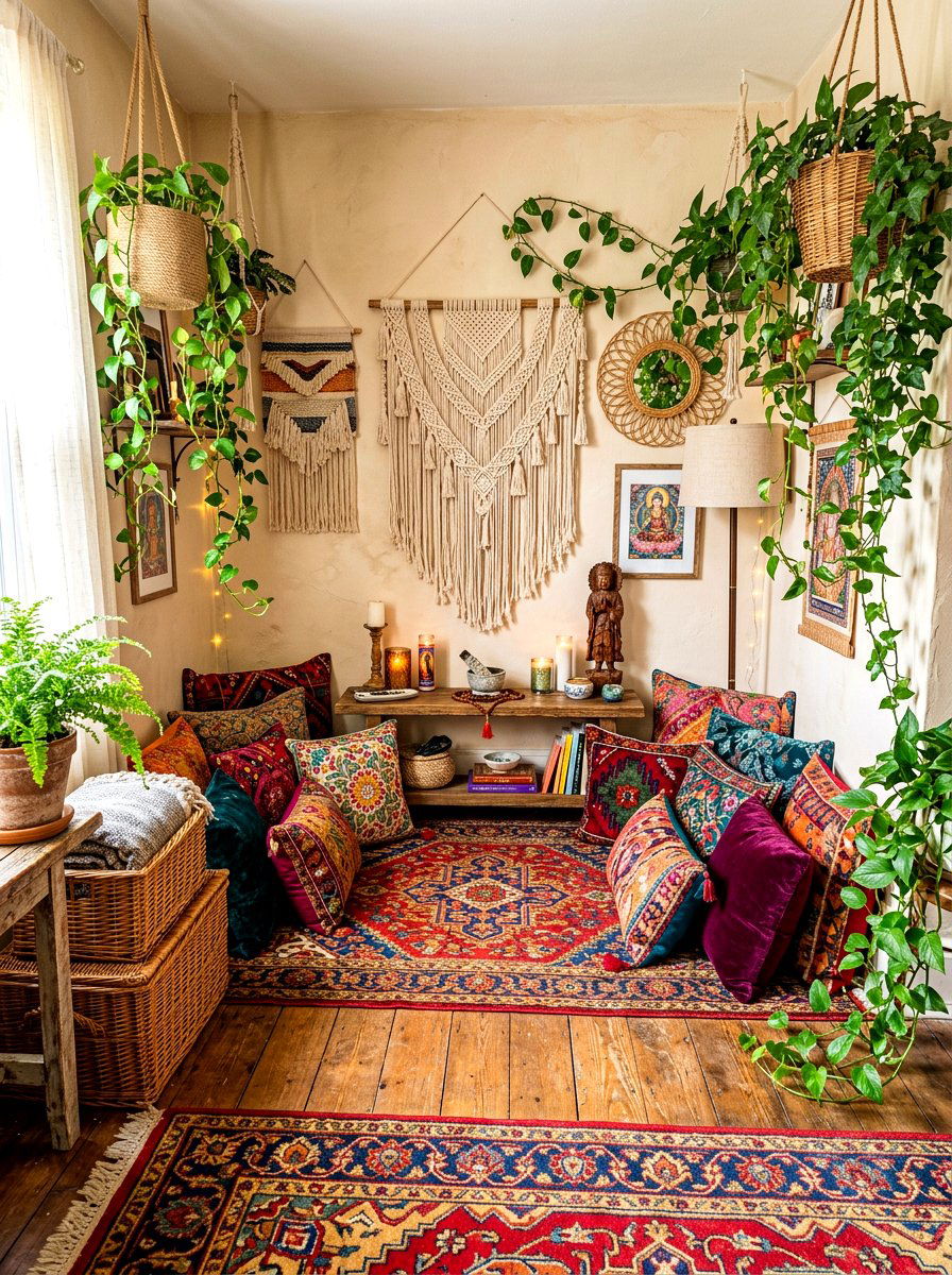 Boho Style Prayer Nook - 30 prayer corner ideas
