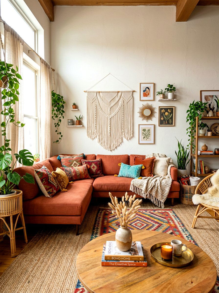 Boho Style Sectional - 30 family room sectional ideas