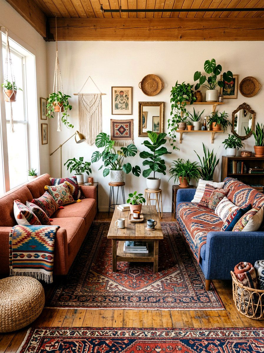 Boho Style Twin Sofas - 30 twin sofa living room ideas