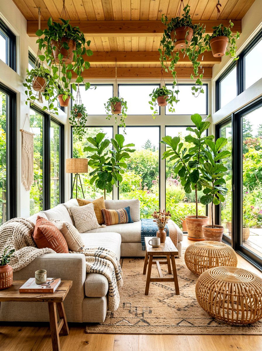 Boho Sunroom - 30 sunroom decor ideas