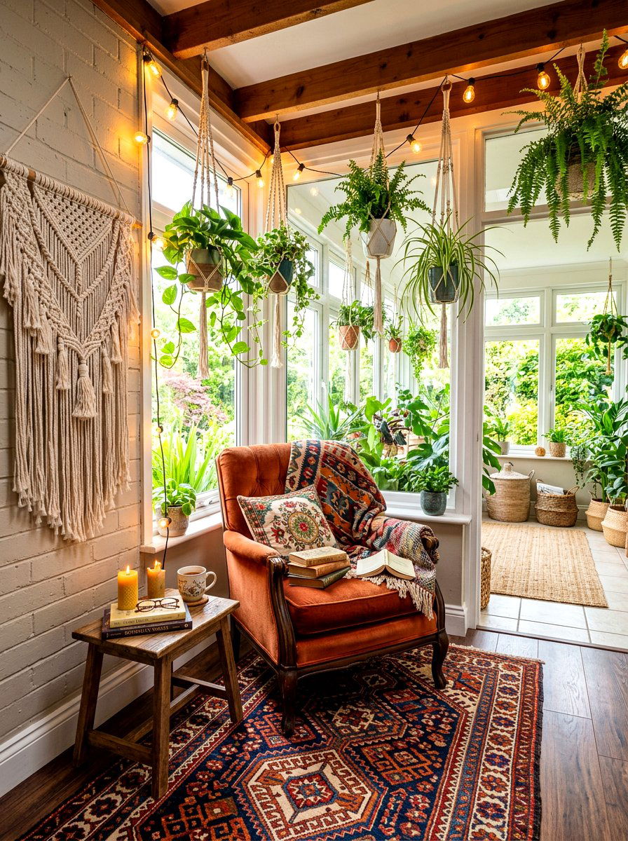 Boho Sunroom Reading - 30 sunroom reading nook ideas