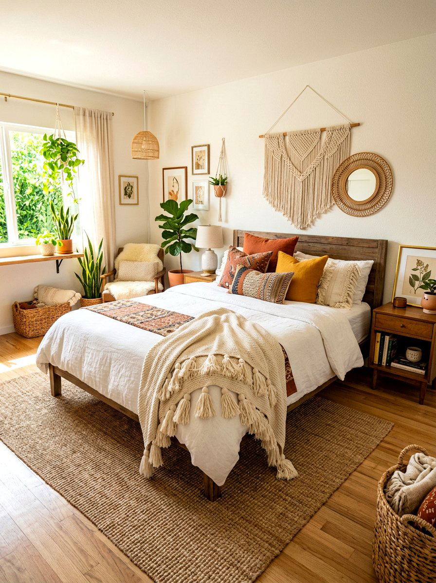 Boho Tassel Throw Blanket - 30 elevated bed styling bedroom ideas