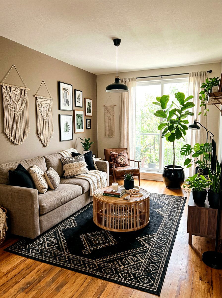 Boho Taupe Black Living Room - 30 taupe and black living room ideas