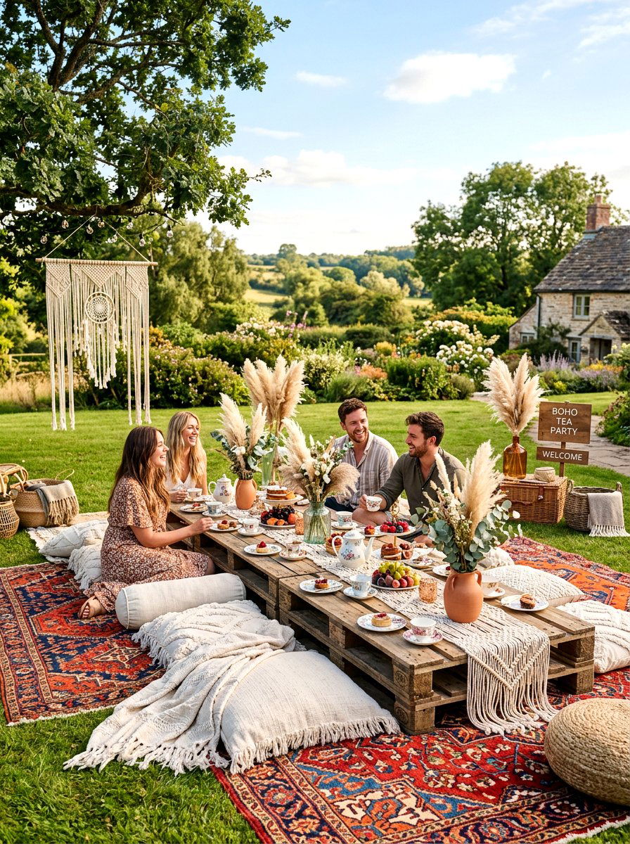 Boho Tea Party Picnic - 30 garden tea party decor ideas