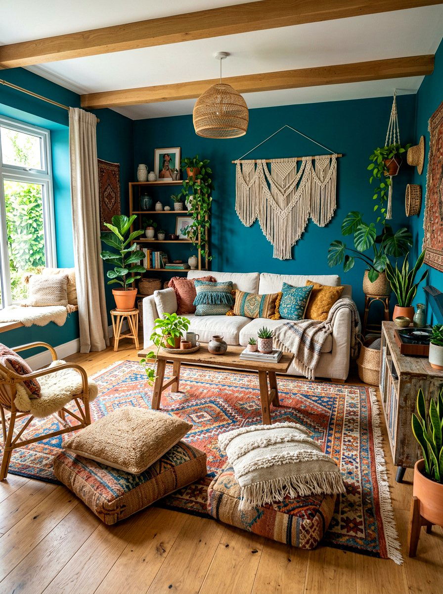 Boho Teal Living Room - 30 teal living room ideas
