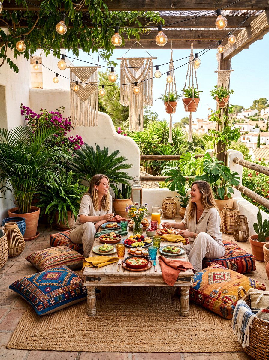 Boho Terrace Setup - 30 patio brunch setup ideas
