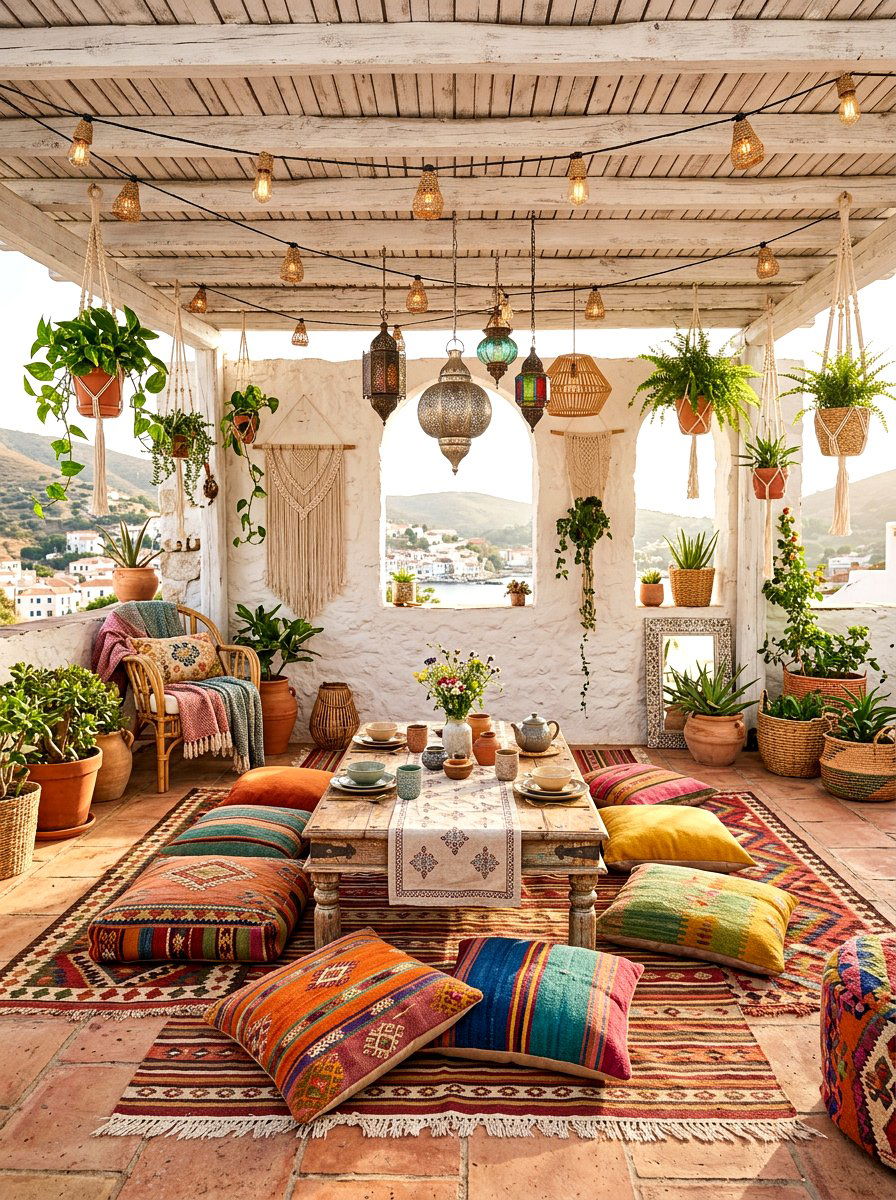 Boho Terrace - 30 terrace dining ideas