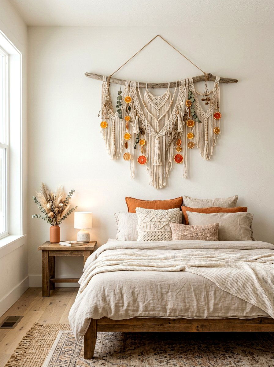Boho Wall Decor - 30 dried orange decor ideas