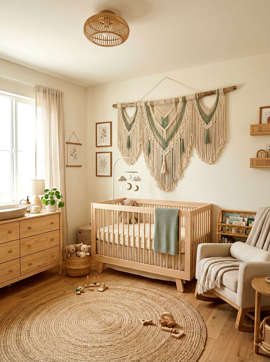 Boho Wall Hanging - 30 sage and cream nursery ideas