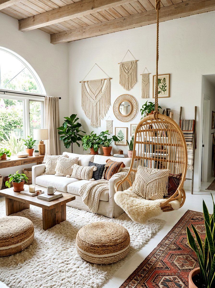 Boho White Living Room - 30 white living room ideas