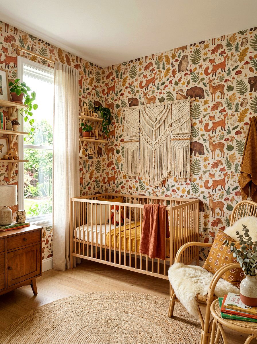 Boho Woodland Nursery Wallpaper - 30 woodland wall mural nursery ideas