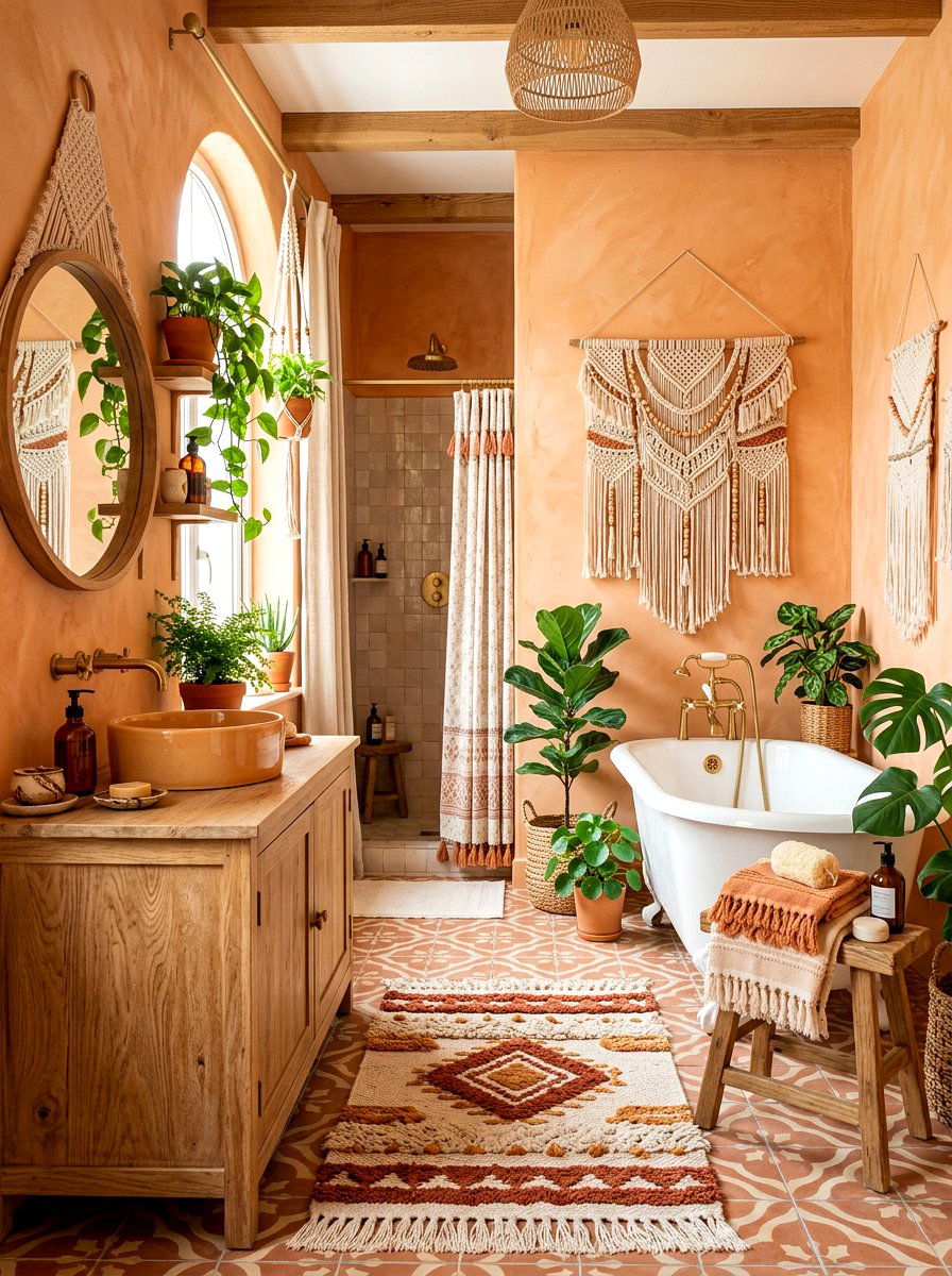 Boho apricot bathroom - 30 apricot bathroom ideas