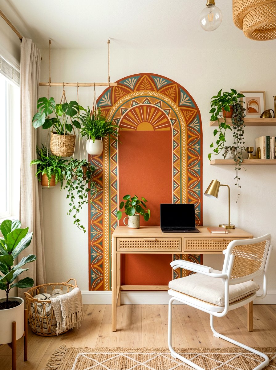 Boho arch wall mural - 30 mural wall ideas