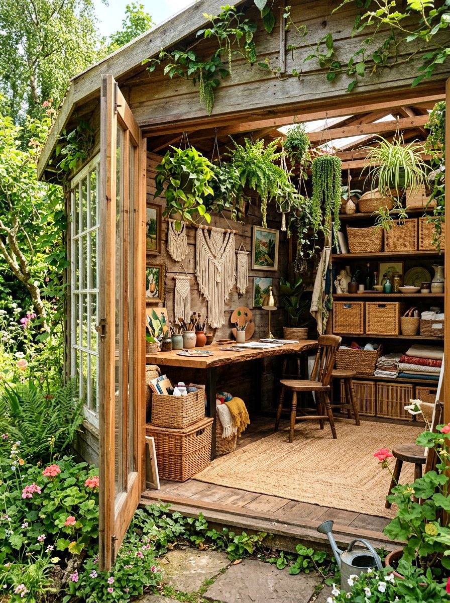 Boho art studio - 30 feminine home studio ideas
