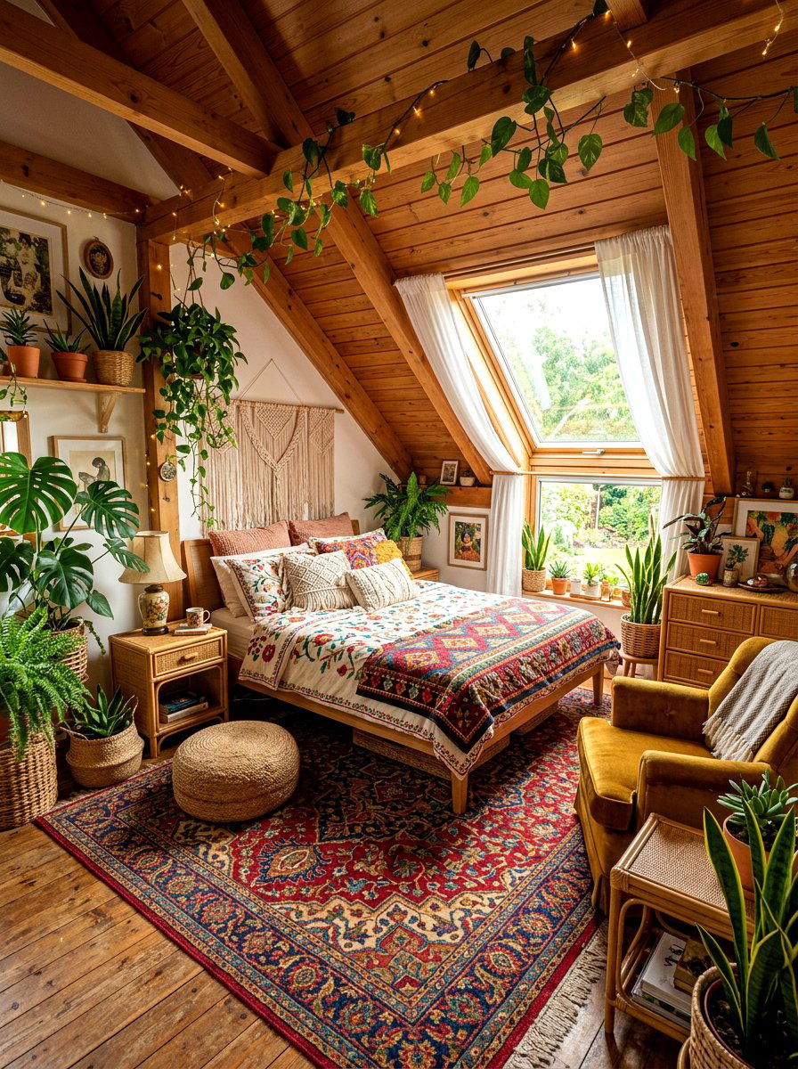 Boho attic guest room - 30 attic guest room ideas