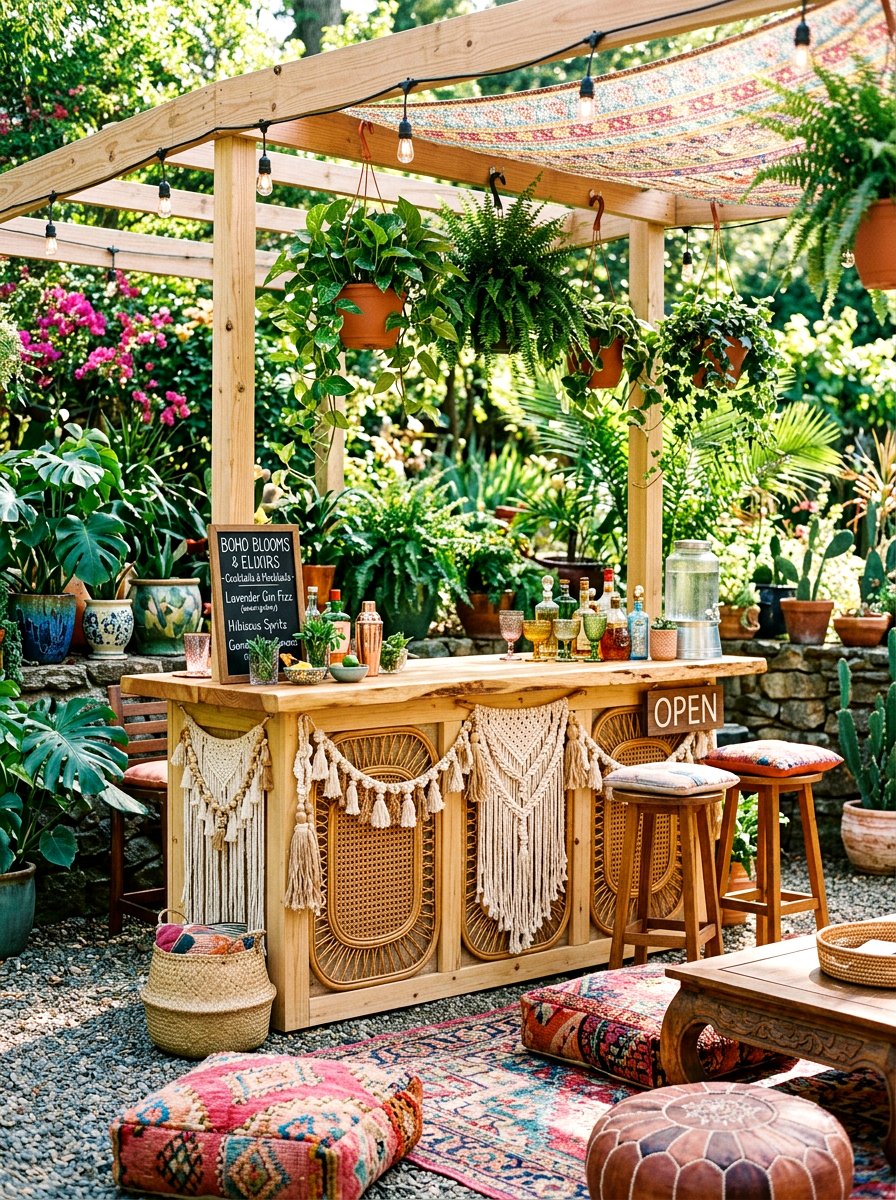 Boho backyard bar - 30 backyard bar ideas