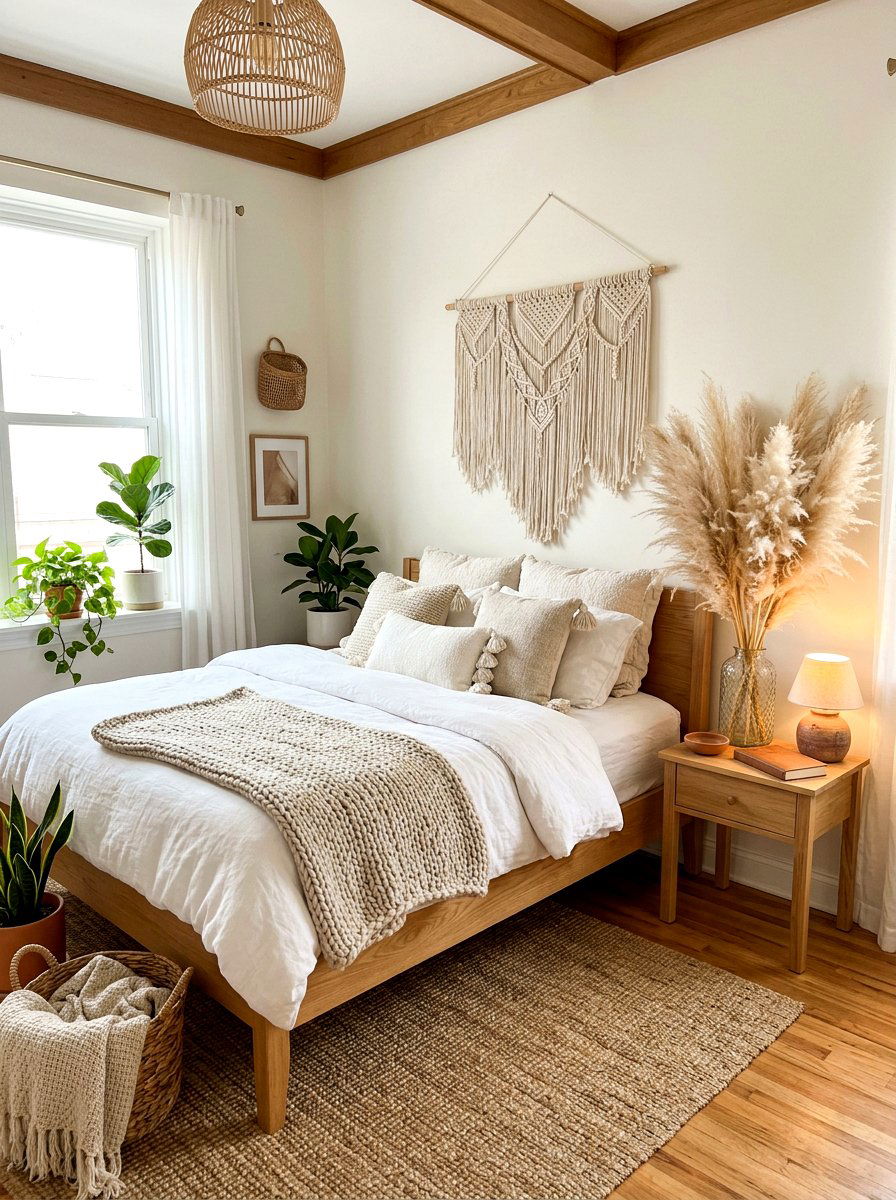 Boho bedroom pampas grass arrangement - 30 pampas grass decor ideas
