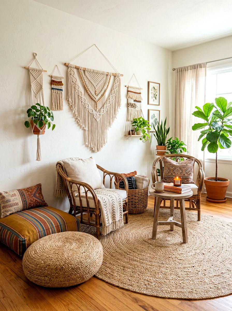 Boho bedroom seating area - 30 bedroom breakfast nook ideas