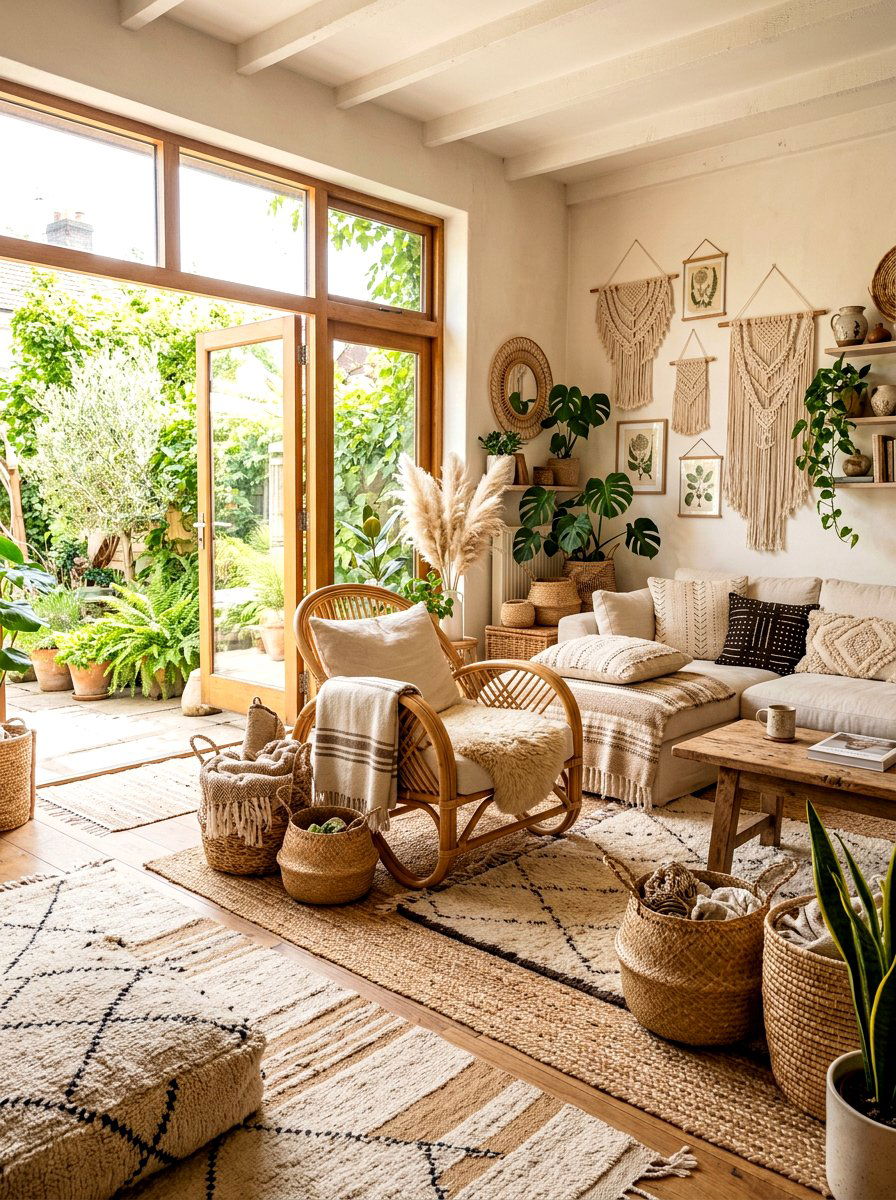 Boho beige living room - 30 beige living room ideas