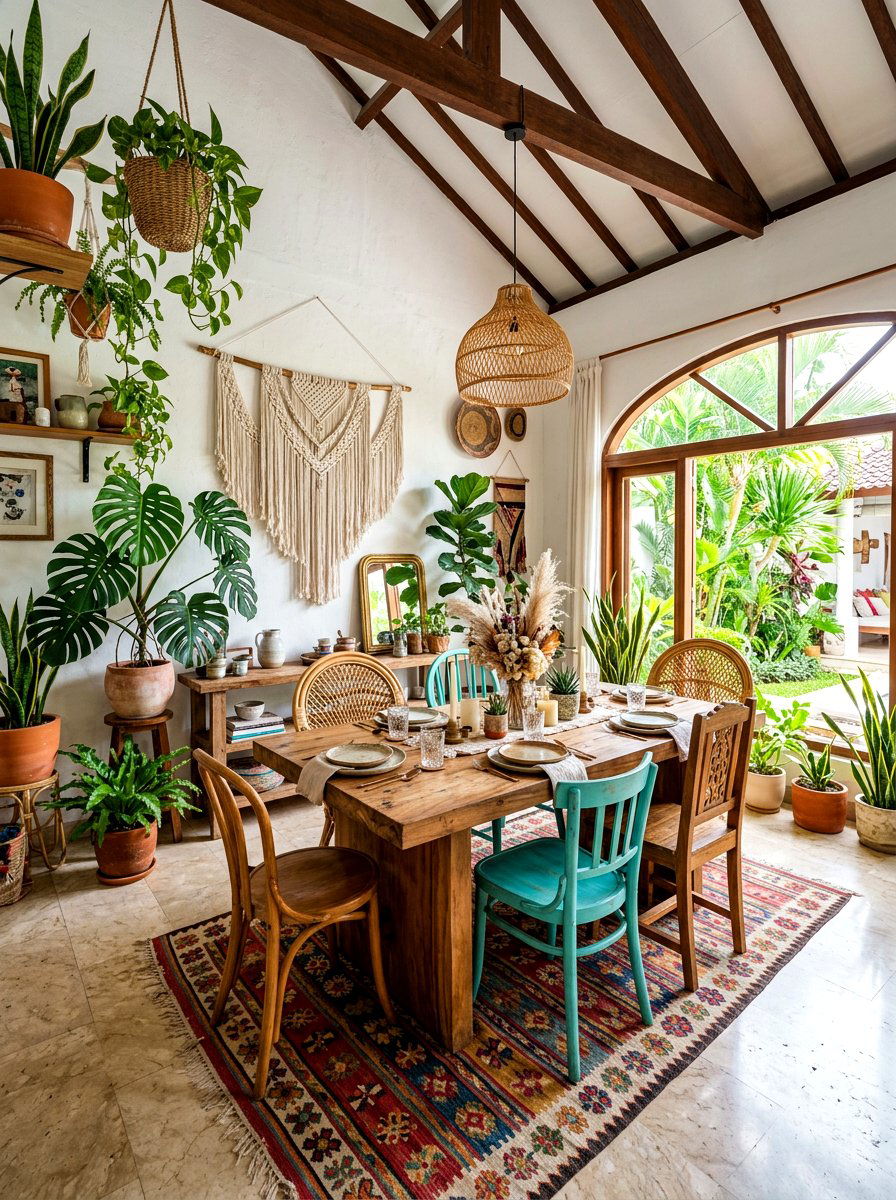 Boho chic villa dining space - 30 villa dining room ideas