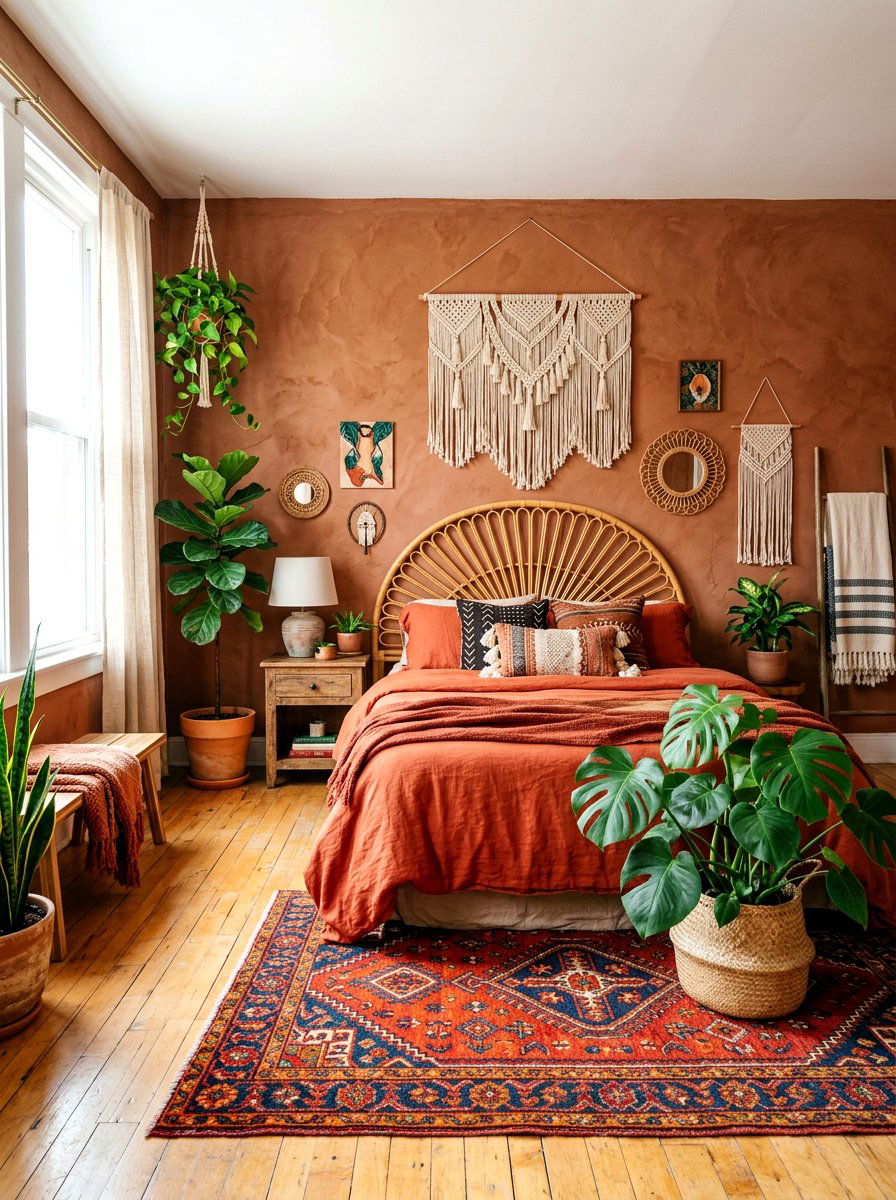 Boho clay bedroom - 30 clay color bedroom ideas
