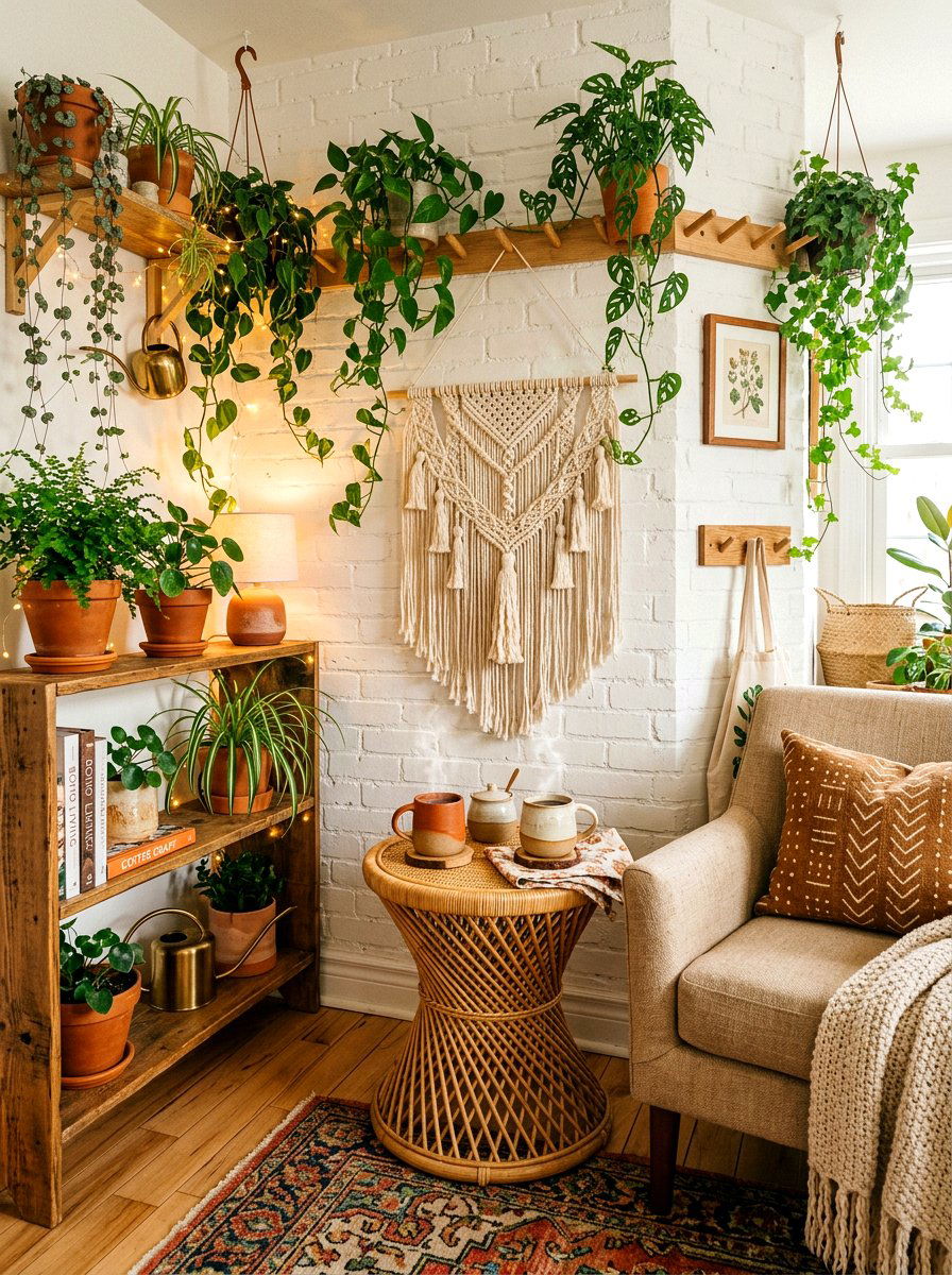 Boho coffee corner - 30 coffee station ideas