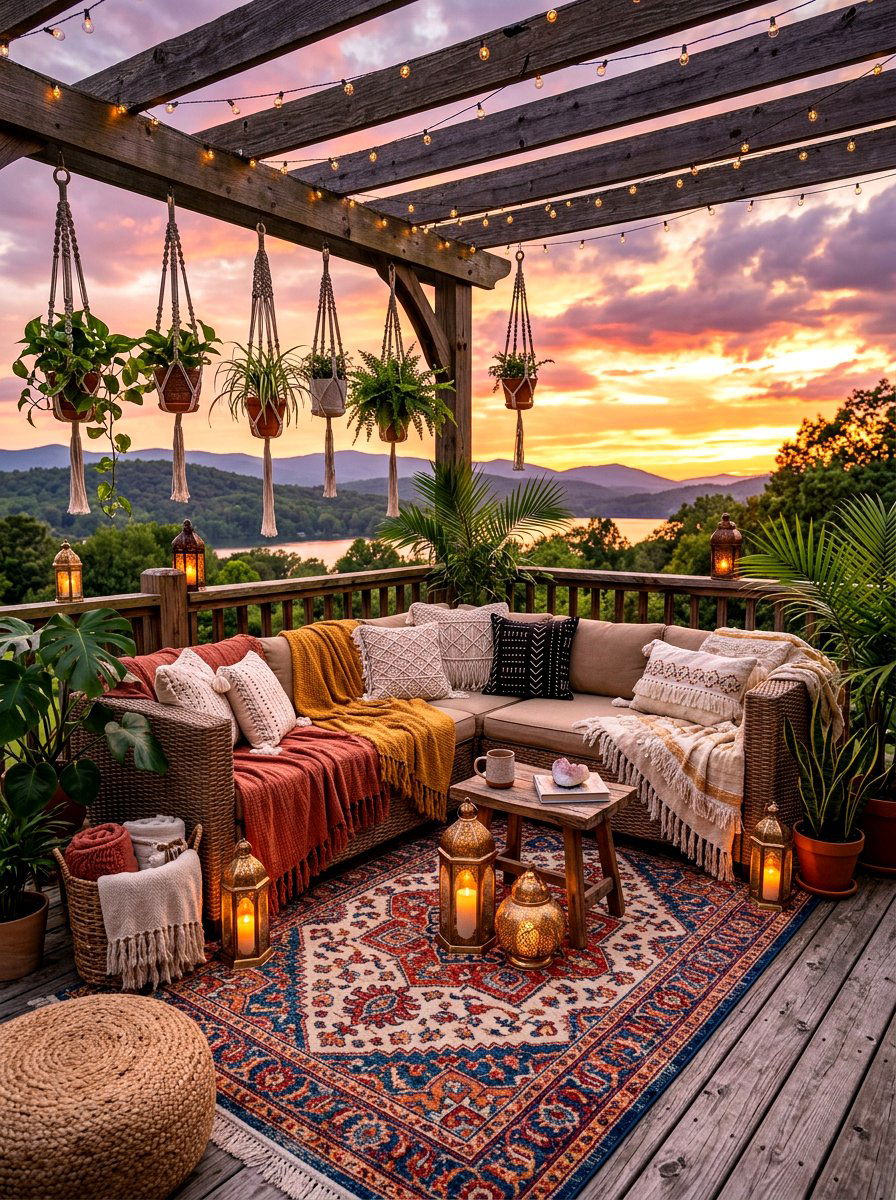 Boho deck decor - 30 sunset deck decor ideas