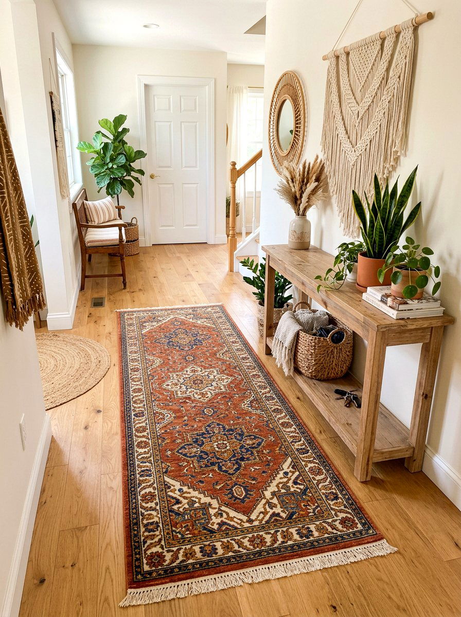 Boho entryway runner - 30 entryway ideas