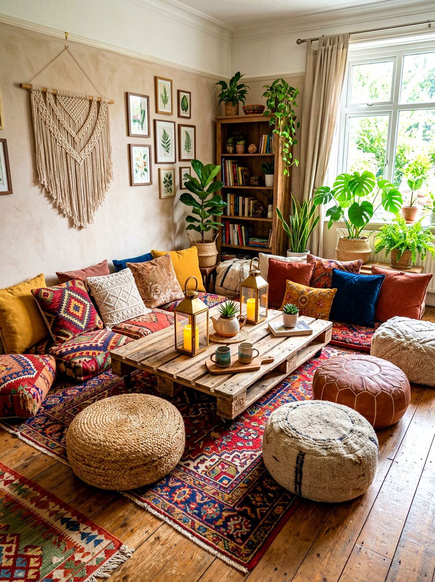 Boho floor seating - 30 evening patio party ideas