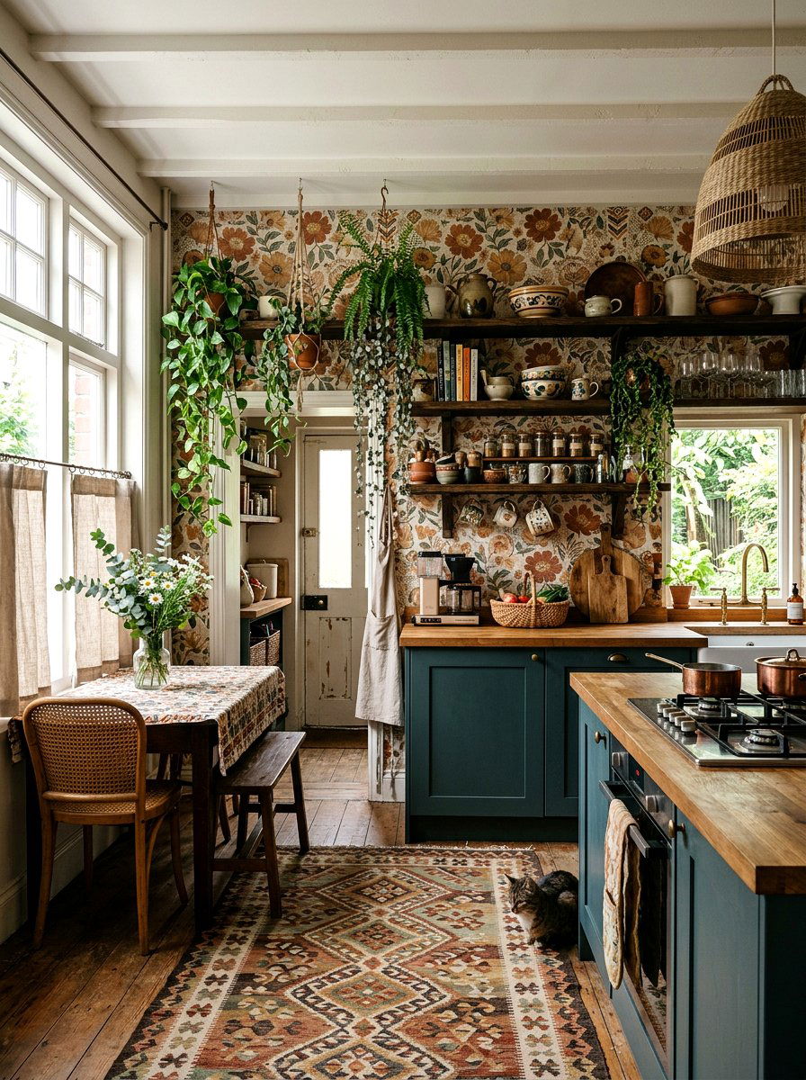 Boho floral kitchen wallpaper - 30 floral kitchen wallpaper ideas