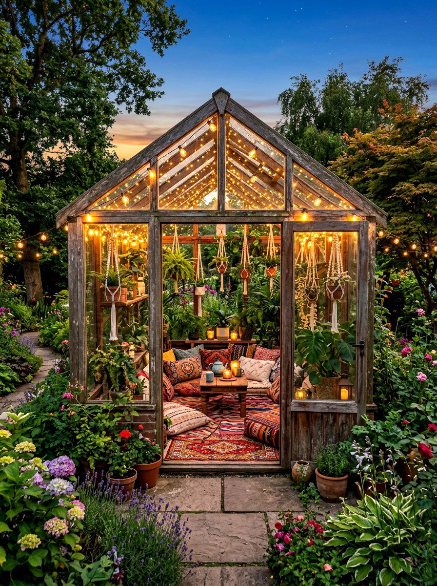 Boho garden greenhouse - 30 backyard greenhouse ideas
