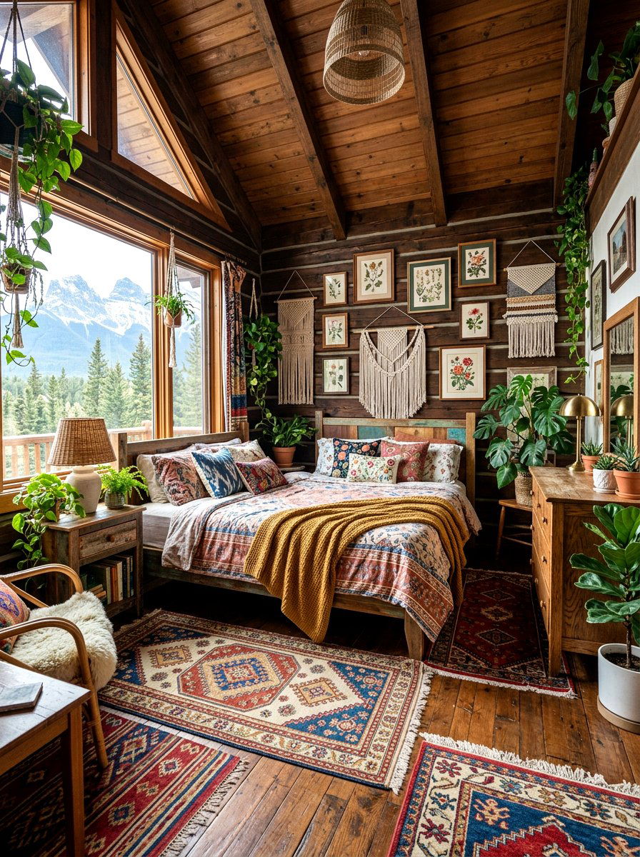 Boho mountain cabin bedroom - 30 mountain cabin bedroom ideas
