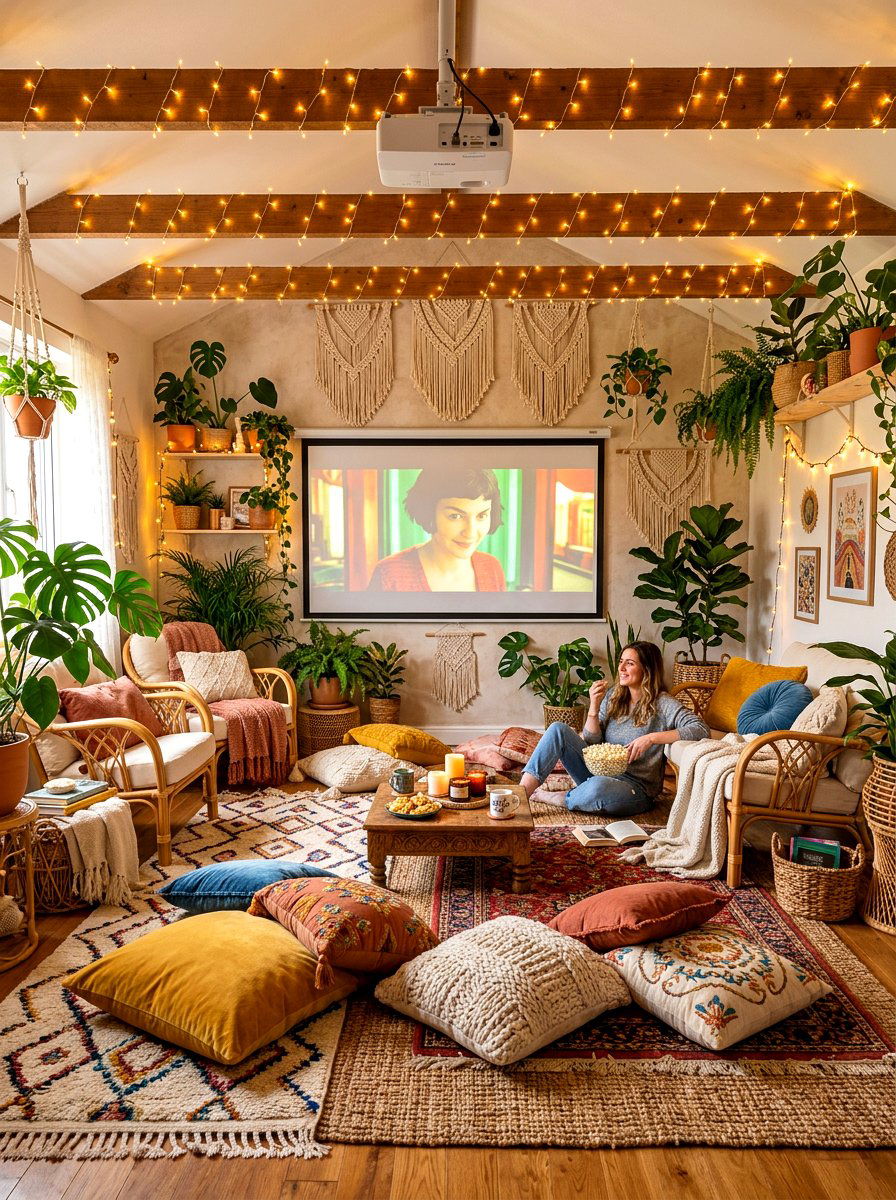 Boho movie room - 30 movie room ideas