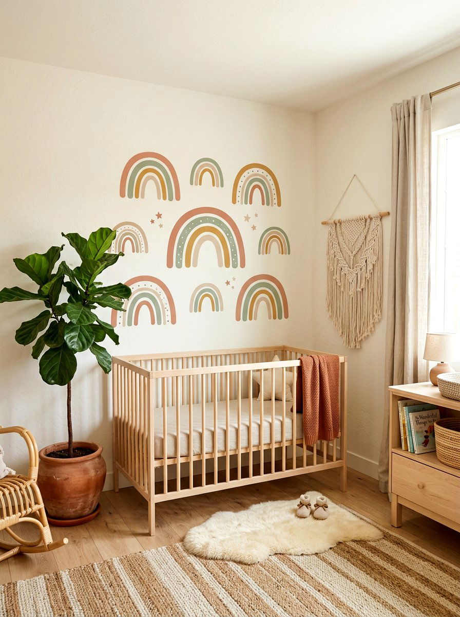Boho nursery wall decals - 30 nursery corner ideas