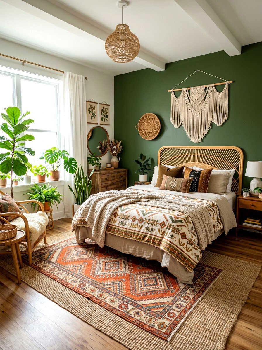 Boho olive green bedroom - 30 olive drab bedroom ideas