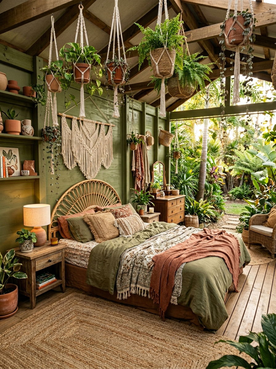 Boho olive green bedroom - 30 olive green bedroom ideas