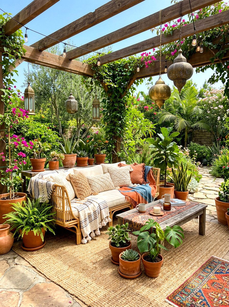 Boho patio furniture - 30 patio lounge ideas