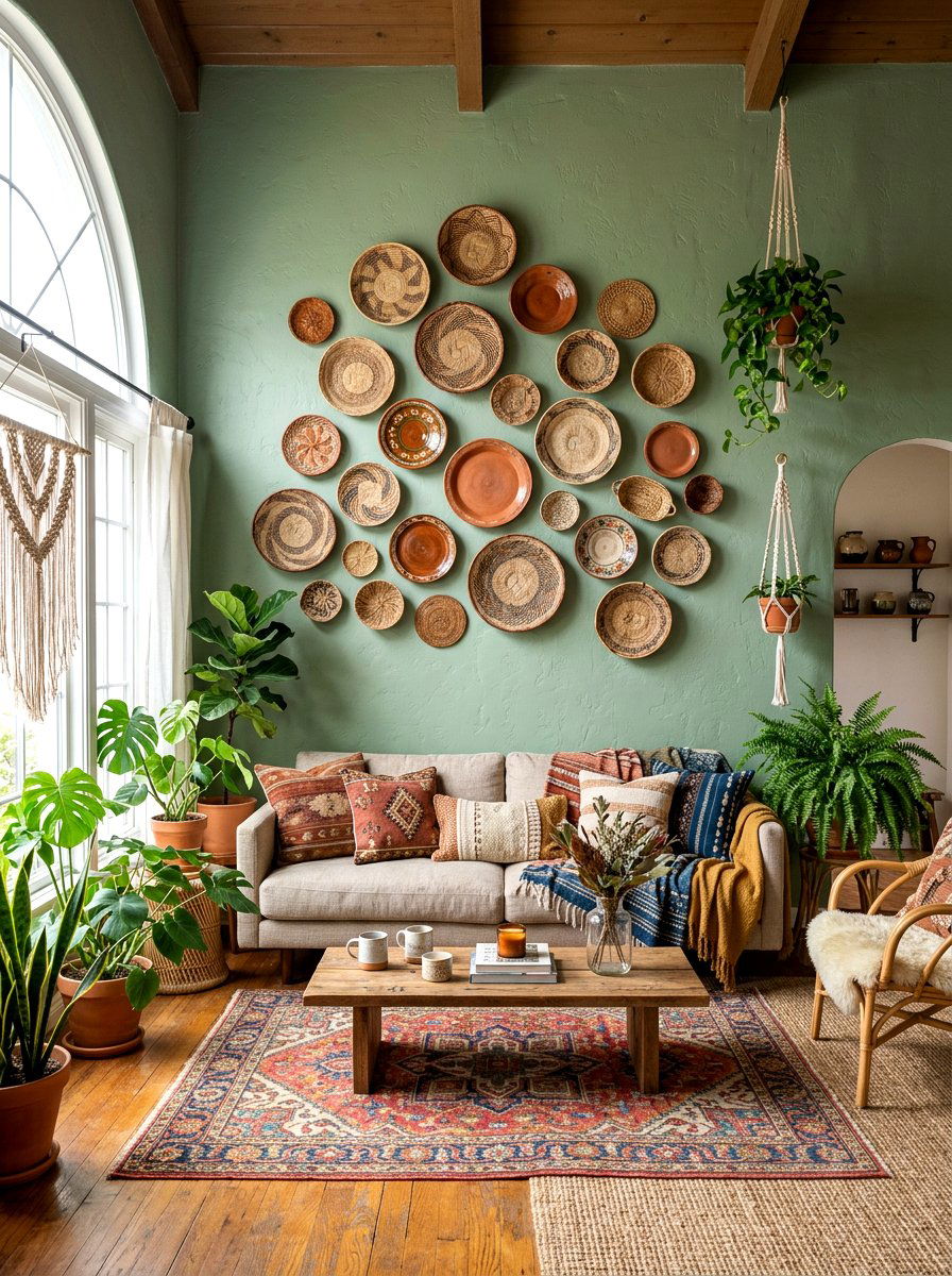 Boho plate wall - 30 collected china wall ideas