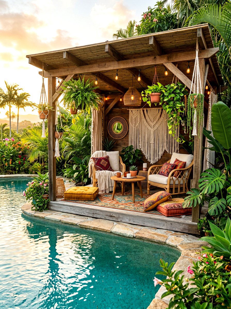 Boho pool cabana - 30 pool cabana decor ideas