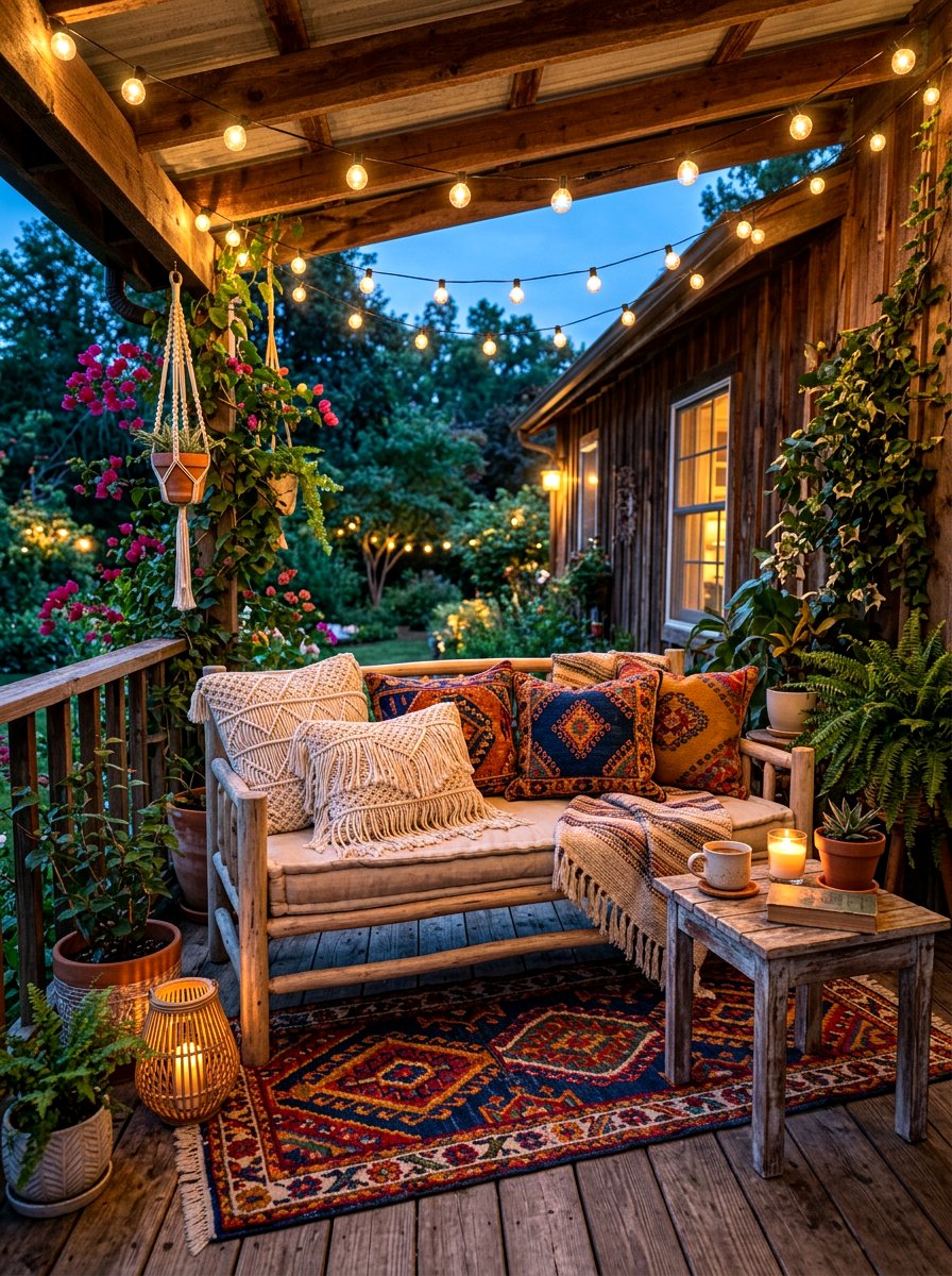 Boho porch loveseat - 30 loveseat porch seating ideas