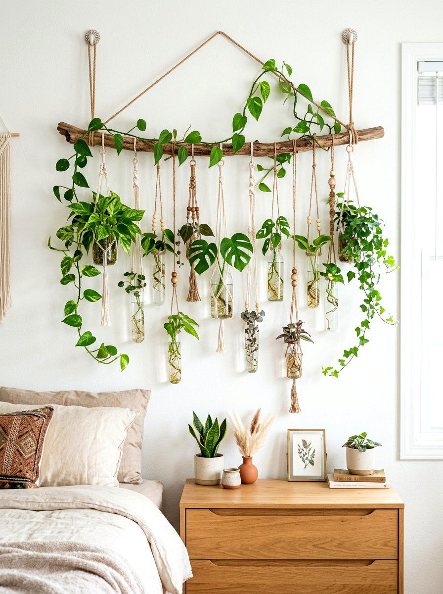 Boho propagation wall hanging - 30 plant propagation station ideas