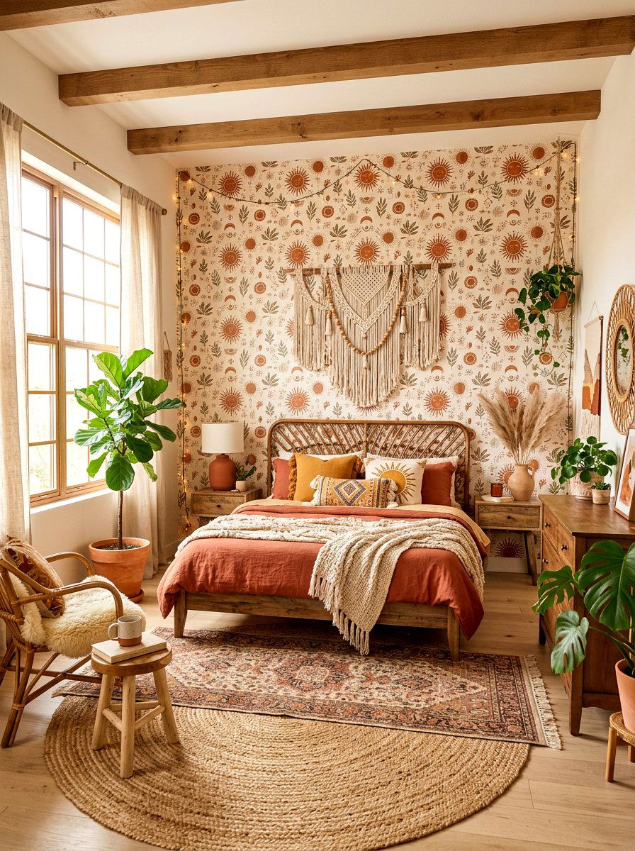 Boho removable wallpaper - 30 rental safe wallpaper ideas