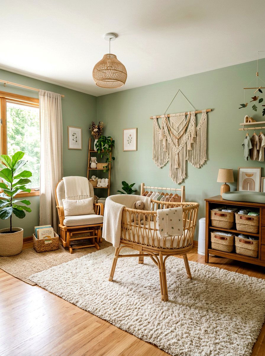 Boho sage nursery - 30 soft sage nursery ideas