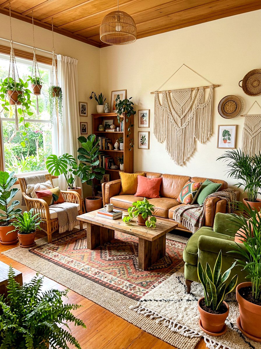 Boho spring living room - 30 soft spring living room ideas
